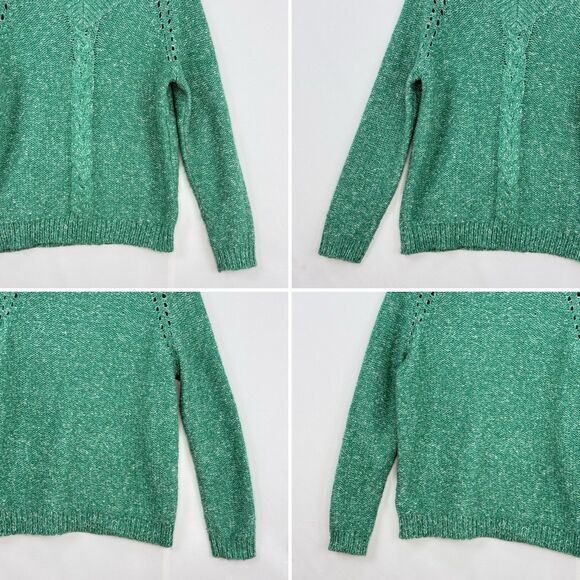 St Johns Bay Womens Green V Neck Long Sleeves Pullover Knit Sweater Size PM - Picture 10 of 16